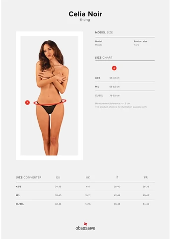 Ажурні жіночі трусики Celia Noir M/L чорні Obsessive (391269316)