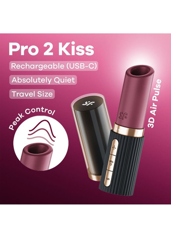 Вакуумний стимулятор Pro 2 Kiss, магнітна технологія 3D Air Pulse, 30 режимів, кришечка Satisfyer (334000830)
