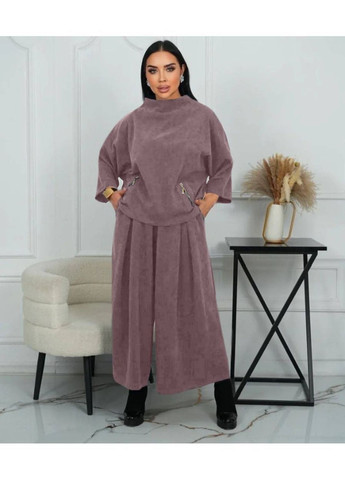 Жіночий костюм із брюками палаццо та об'ємним світшотом MonCher (364672412)