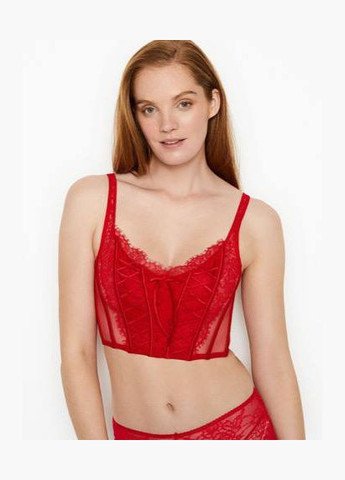 Корсет Unlined Lace-Up Corset Top 85DD Червоний Victoria's Secret (300094334)