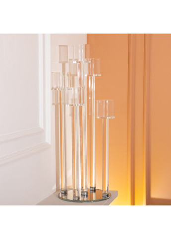 Підсвічник скляний на 5 свічок 20×56.5 см підсвічник декоративний прозорий на ніжці HP-4-16 Yiwu (370973831)