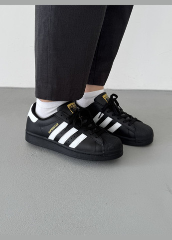 Кроссовки женские и мужские Adidas Superstar black | Адидас Суперстар черные No Brand чёрные демисезоны (316231435)