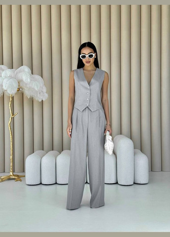 Жіночий костюм двійка жилетка і палаццо колір сірий р.42 453377 New Trend (286330254)