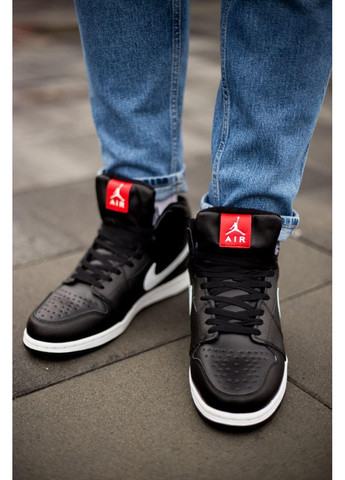 КРОСІВКИ ЖІНОЧІ NIKE AIR JORDAN 1 HIGH BLACK WHITE WINTER НАЙК АІР ДЖОРДАН No Brand чорні демісезони (367178049)