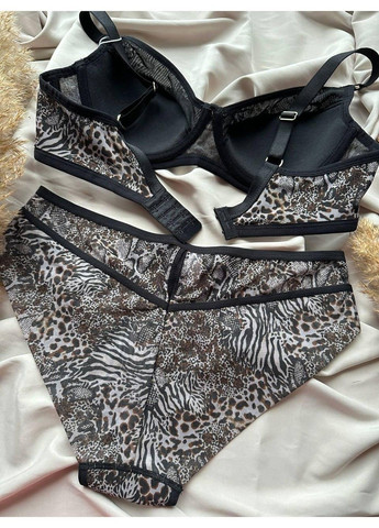 Серый комплект бюстгальтер мягкая чашка + трусики слип 11506 серый Lanny Mode