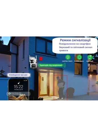 Уличная WiFi IP камера 9Мп 3 объектива / Камера видеонаблюдения с влагозащитой Intex (387415418)