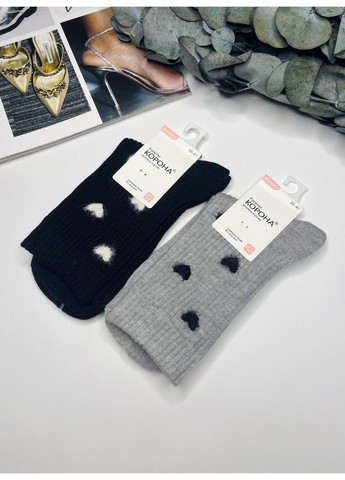 Серые носки набор 2 пары кашемировые теплые с сердечками Корона сердечки (365652897)