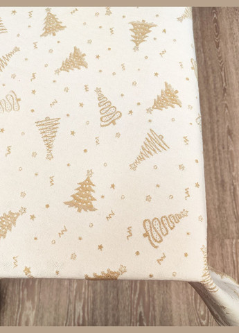 Скатертина новорічна святкова гобеленова бежева із золотим люрексом для прямокутного чи квадратного столу 100х100 Maystat (306812342)