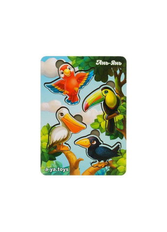 Дерев'яний пазл-вкладиш "Птахи" (ПСФ062) PSF062 фон із підказкою Ubumblebees (302010196)