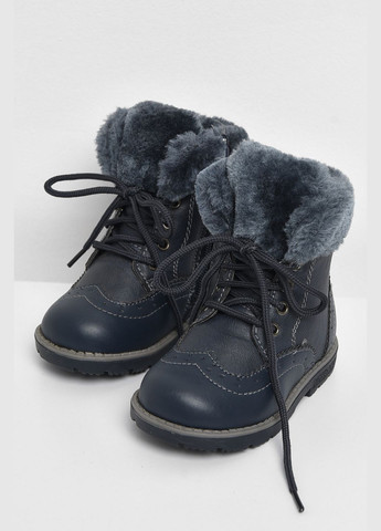 Зимние сапоги детские для мальчика зима темно-синего цвета Let's Shop на шнурках