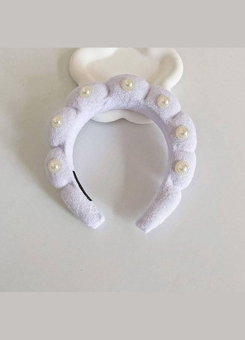 Пушистый мягкий обруч ободок для умывания и бьюти-процедур, Белый с камешками No Brand (334693338)