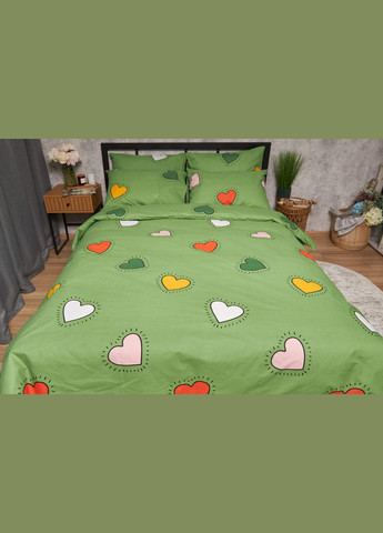 Комплект постільної білизни Бязь Gold Люкс «» полуторний 143х210 наволочки 4х50х70 (MS-820005373) Moon&Star Rainbow Hearts (296910249)