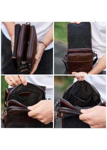 Сумка с клапаном через плече з гладкої шкіри коричнева TD-81020 Tiding Bag (354832941)