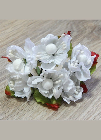 Искусственные цветы Яблоня, букетик, 10 см, белые, 6 шт No Brand (340486710)