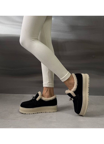 ITTS Трендові утеплені лофери, натуральна замша, зимові лофери, зимові черевики, лофери зима, зимові жіночі лофери код 7658 лофери чорний з натуральна замша, китай — зима (363136053)