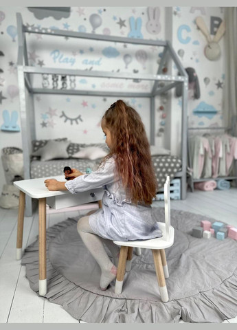 Дитячий столик і стільчик. Столик із шухлядою для олівців і розмальовок No Brand (323223333)