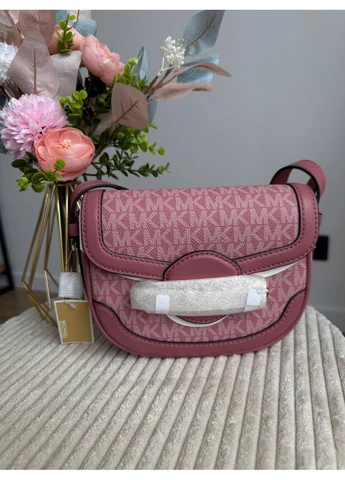 Сумка женская розовая кожаная Hally 32S2G2HC1B Rose XS Saddle XBody Michael Kors (375256149)