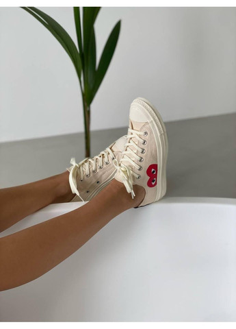 Бежевые демисезонные кеды мужские converse x comme des garcons low beige конверс No Brand