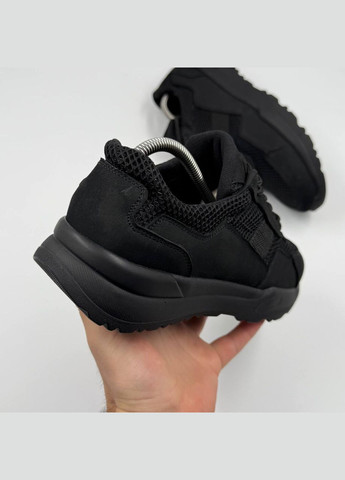 Чорні Літні чоловічі літні кросівки lux чорні, натуральна шкіра з сіткою Kindzer 2211