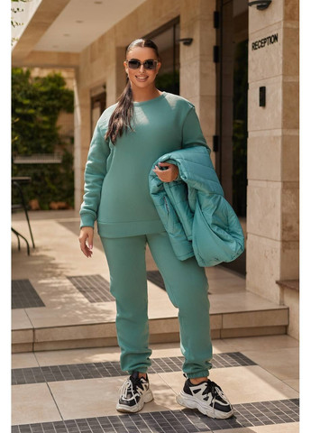 Бірюзовий демісезонний універсальний комплект 2 в 1 – стильний костюм + тепла жилетка Vakko
