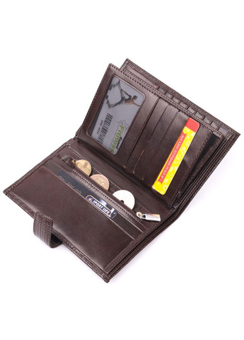 Лаковане портмоне для документів чоловіче Шкіряне з хлястиком 21194 Коричневий Karya (306882000)