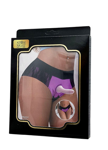Трусики для страпона ажурные черно-фиолетовые, M Star Night (332994518)