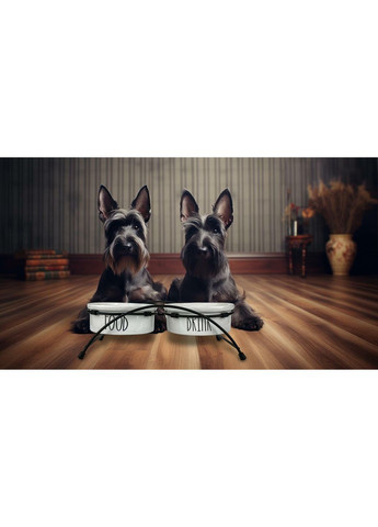 Керамические миски на металлической стойке, 810мл (Ø15см) Белые Ferplast (353687825)