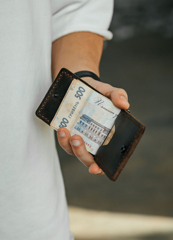 Мужской зажим для денег кожаный коричневый No Brand (356130735)