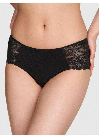 Трусики-чики женские бесшовные с кружевом PINK No-Show Cheeky черные Victoria's Secret (330829501)