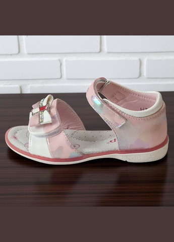 Розовые открытые босоножки сандалии на липучках для девочки летняя обувь y-top Y Top со стразами, с бантом