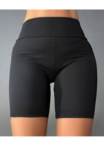 Шорти жіночі 113 велосипедки в рубчик середньої довжини чорні PRENSES (331346286)