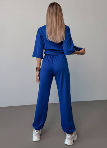 Базовый повседневный оверсайз костюм двойка с накатом: футболка+джогеры Україна (328392162)