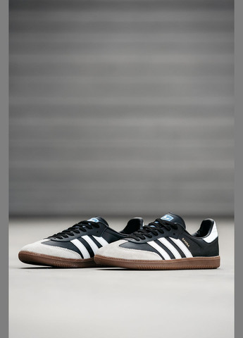 Чорні Осінні кросівки чоловічі і жіночі adidas samba vegan black grey | адідас самба веган чорні білі No Brand