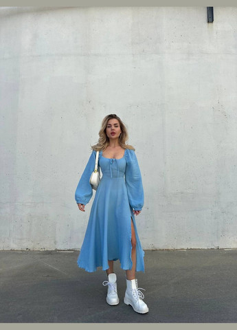 Блакитна женское платье из муслина цвет голубой р.42/44 449193 New Trend