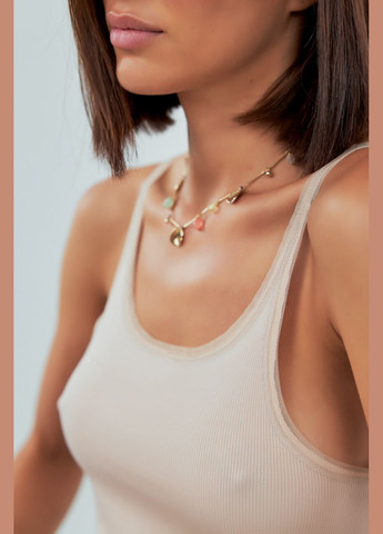 Майка в рубчик с сеточкой на бретелях Lurex — 339433464