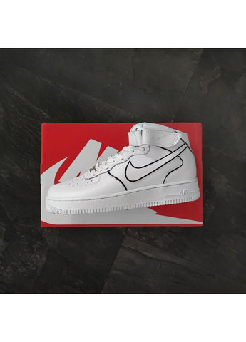 Черные демисезонные кроссовки мужские nike air force high white black найк аир форс 1 премиум No Brand