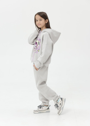 Серый зимний детский повседневный костюм двойка для девочки kuromi серый No Brand