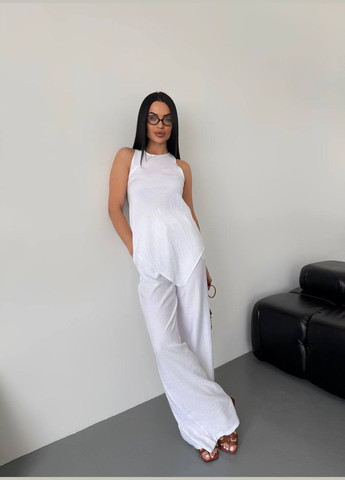 Жіночий лляний костюм двійка з кофтою та штанами палаццо MonCher (334676414)