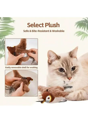 Интерактивная игрушка для кошек летающая птичка воробей для кота птица машет крыльями USB HandyHeat (363832209)