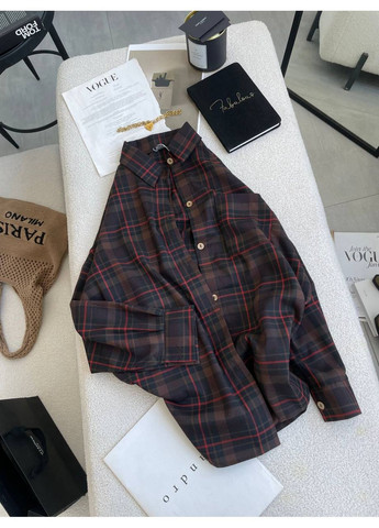 Темно-коричневая вечерний, повседневный, классическая, кэжуал рубашка в клетку Asi.Store.ua с длинным рукавом