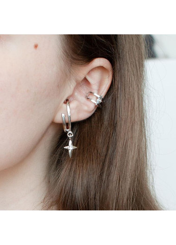 Каффы-клипсы обманки комплект из двух детализированные с длинной звездой унисекс с камешком без прокола лолита y2k винтаж стиль No Brand (364134949)