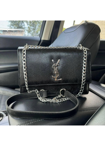 Жіноча міні сумочка чорна рептилія на плече з ланцюжком ProDobro (363259157)