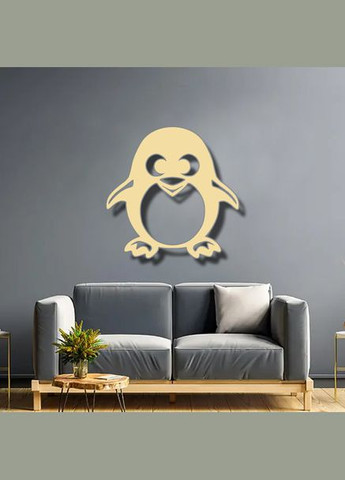 Панно 3D декоративное с объемом 15 мм для стен, Пингвин 60 х 60 см ванильное Декоинт (276708331)