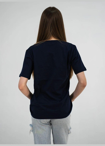 Темно-синяя летняя футболка женская летняя с рисунком с коротким рукавом Balmain