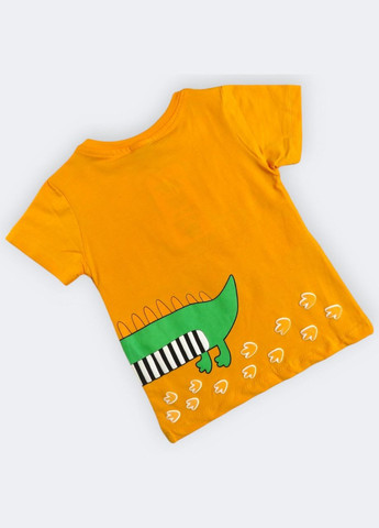 Помаранчева демісезонна футболка для хлопчика з принтом крокодил No Brand