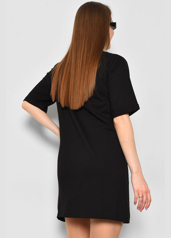 Туника женская из ткани лакоста черного цвета Let's Shop (290981432)