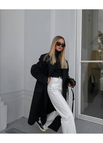 Черное Женское длинное пальто оверсайз No Brand