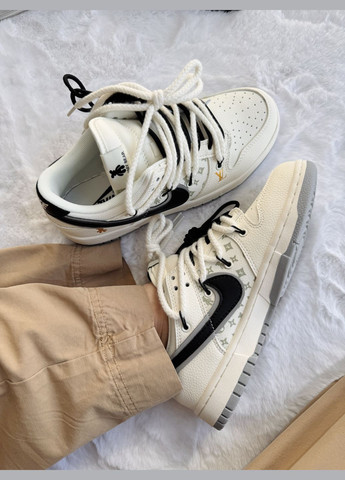 Білі Осінні кросівки чоловічі і жіночі nike sb x louis vuitton x glommy bear white black | найк сб луї віттон білі No Brand