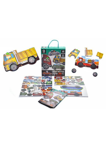 Детская магнитная игра "Транспорт" QB600 002, 48 магнитов, 2 основы машинки qbee (364129957)