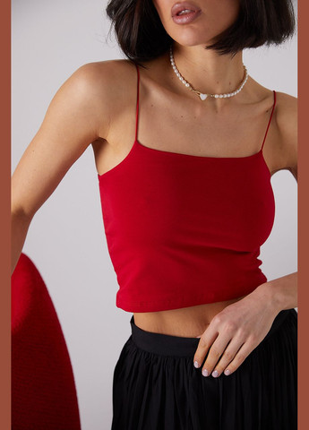 Приталенный кроп-топ на бретелях-резинках Lurex (322343096)